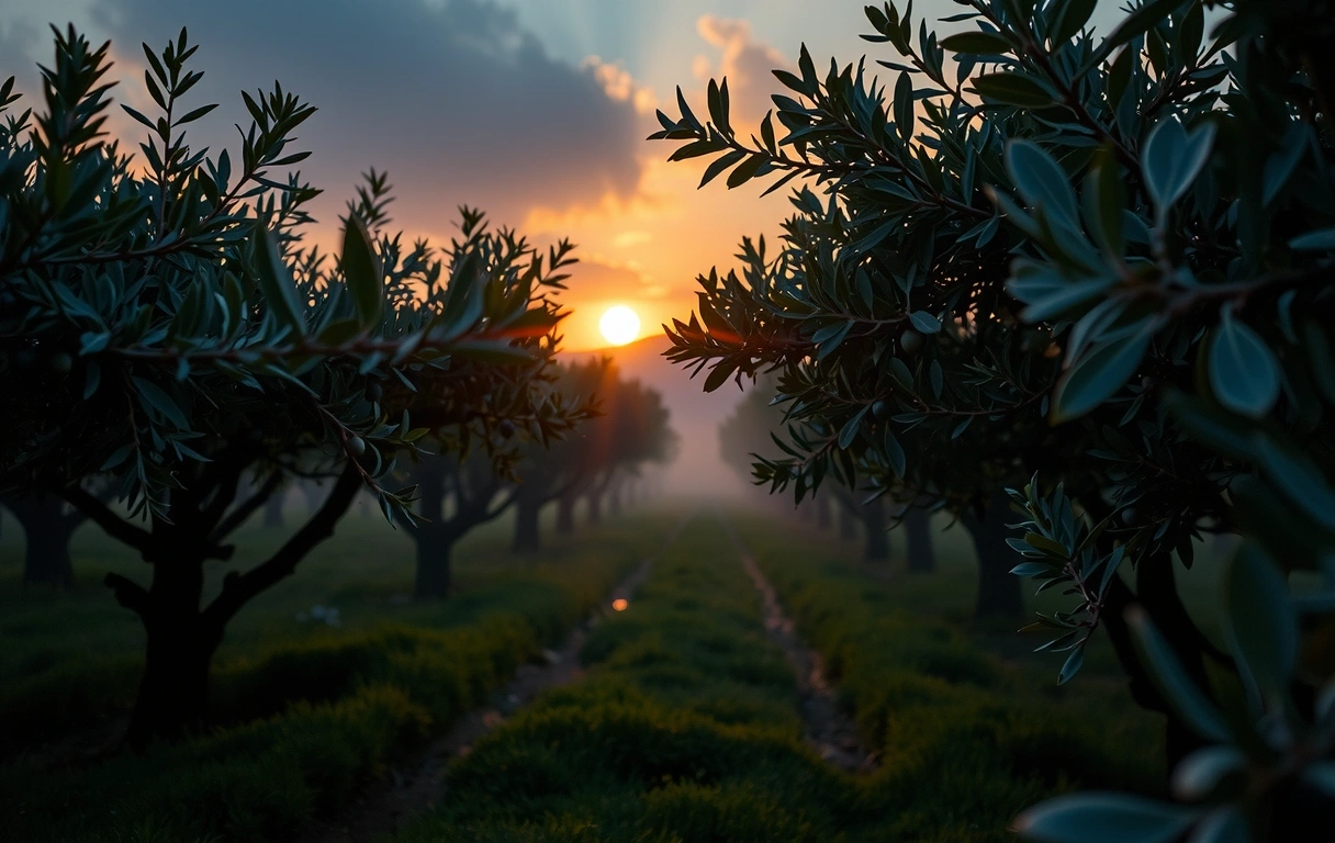 Atmosphärischer Olivenhain